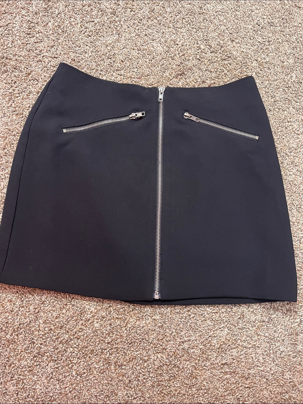 Black Zip-Front Mini Skirt